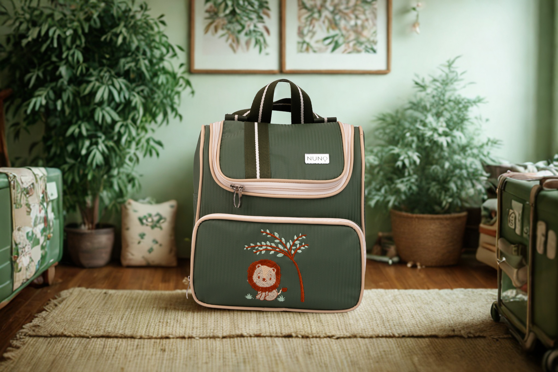 MOCHILA SAFARI - VERDE MILITAR COM LISTRAS