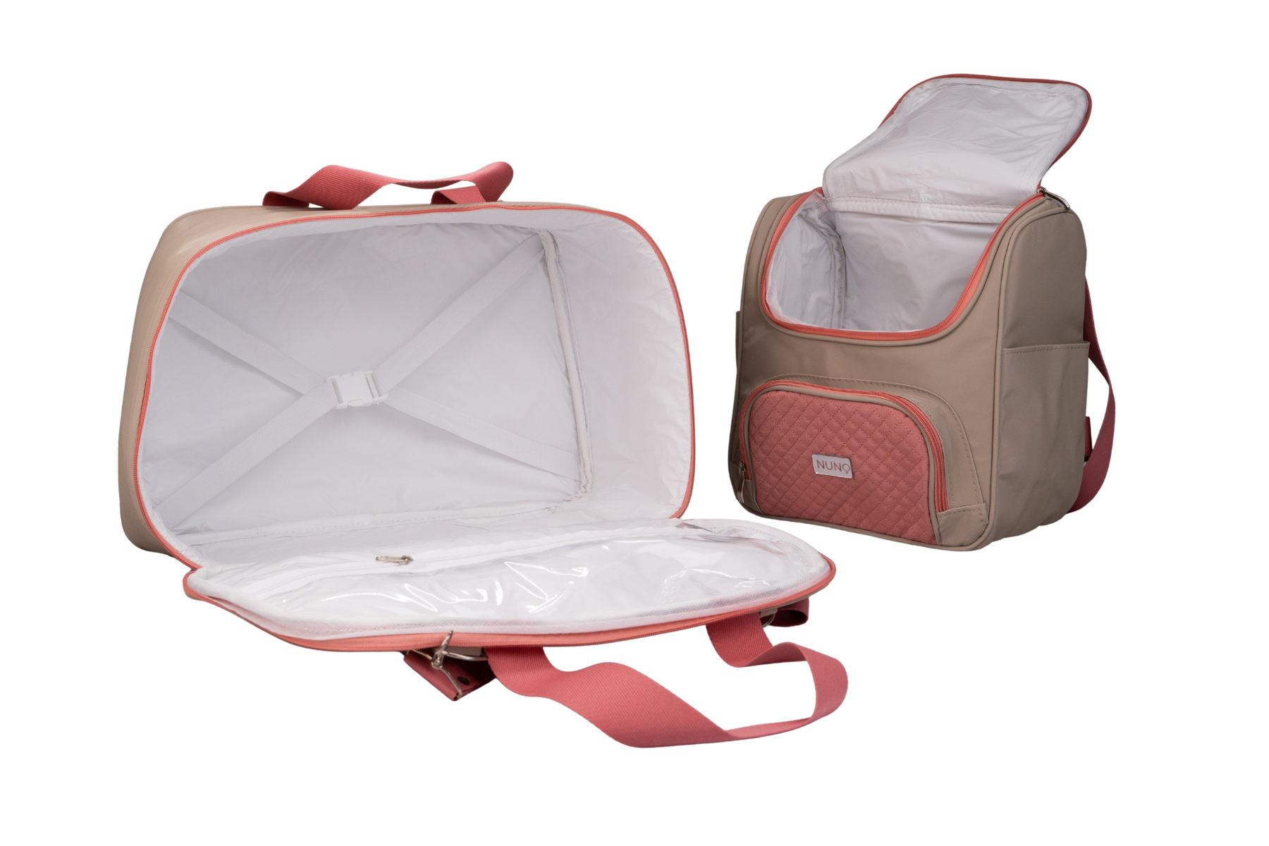 MOCHILA BELGA - BEGE E ROSA GOIABA