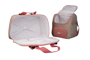 MOCHILA BELGA - BEGE E ROSA GOIABA