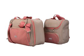 MOCHILA BELGA - BEGE E ROSA GOIABA