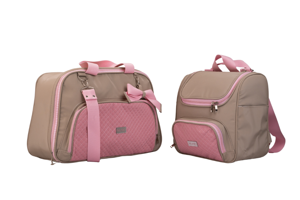 MOCHILA  BELGA - BEGE E ROSA BEBÊ