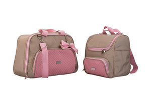 MOCHILA  BELGA - BEGE E ROSA BEBÊ