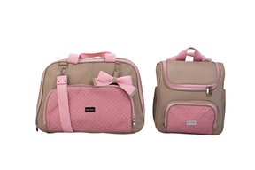 MOCHILA  BELGA - BEGE E ROSA BEBÊ