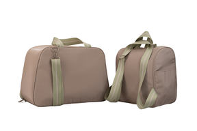 MOCHILA  BELGA - BEGE E VERDE CLARO LISTRADO