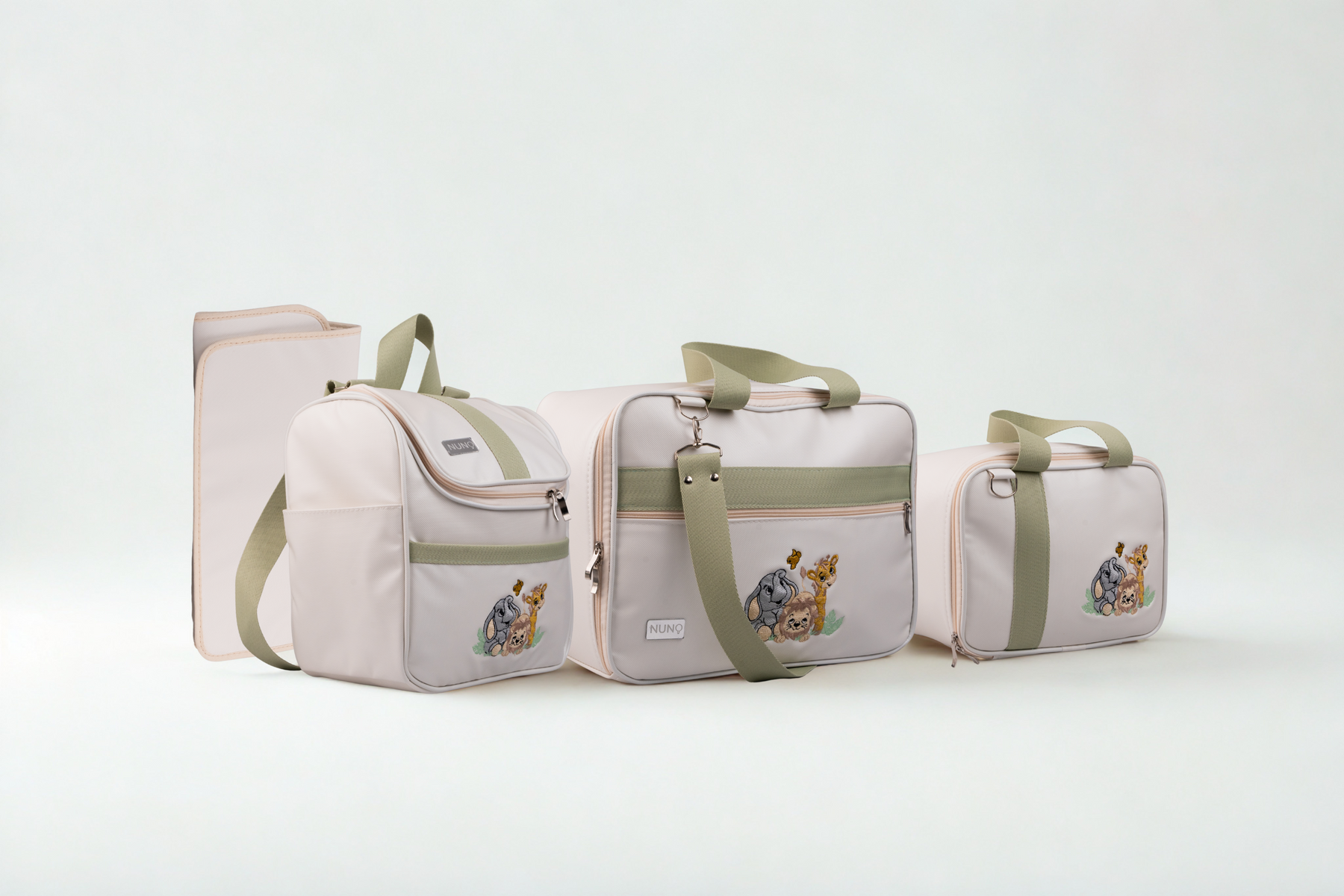 MALA DE MÃO  FAUNA - OFF WHITE COM VERDE CLARO