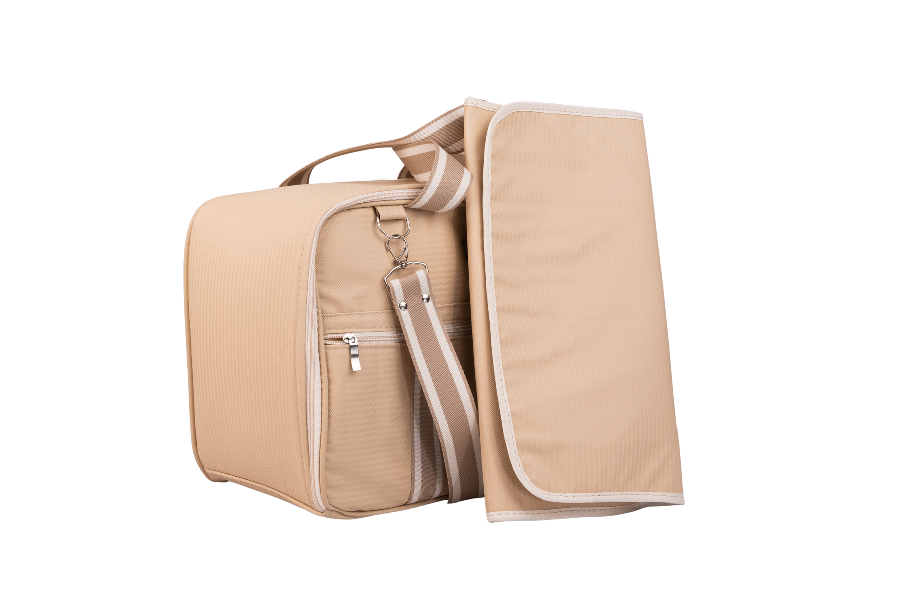 MALA DE MÃO SAFARI - BEGE COM LISTRAS