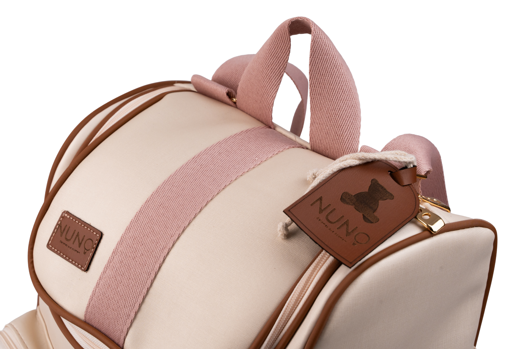 MOCHILA  CARTEIRO - BEGE COM ROSÊ