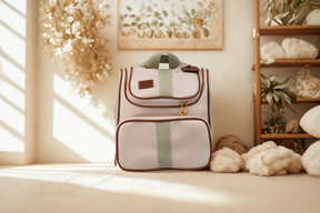 MOCHILA  CARTEIRO - BEGE COM MARROM CLARO LISTRADO