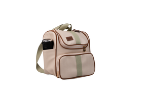 MOCHILA  CARTEIRO - BEGE COM MARROM CLARO LISTRADO