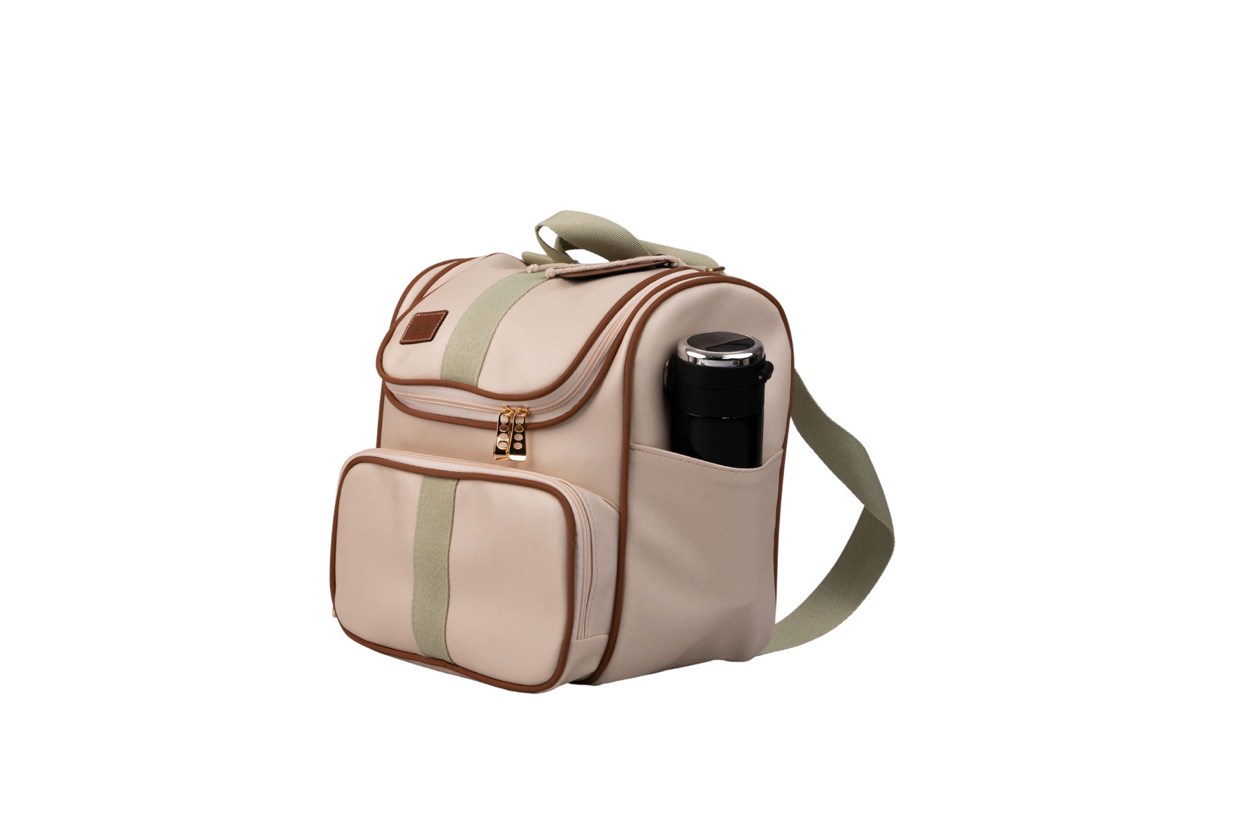 MOCHILA  CARTEIRO - BEGE COM MARROM CLARO LISTRADO