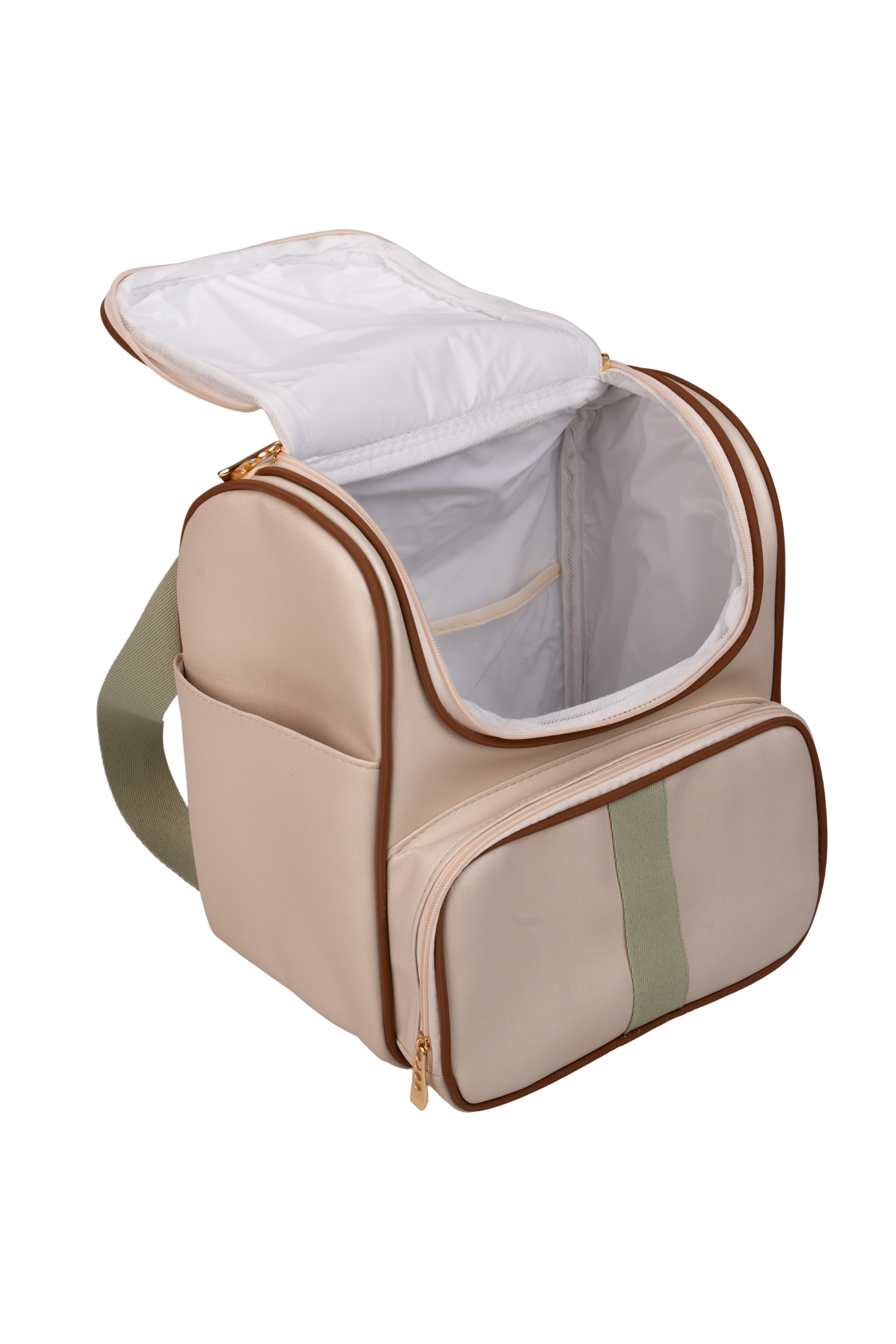 MOCHILA  CARTEIRO - BEGE COM MARROM CLARO LISTRADO