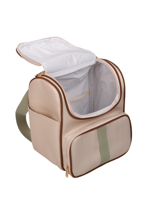 MOCHILA  CARTEIRO - BEGE COM MARROM CLARO LISTRADO