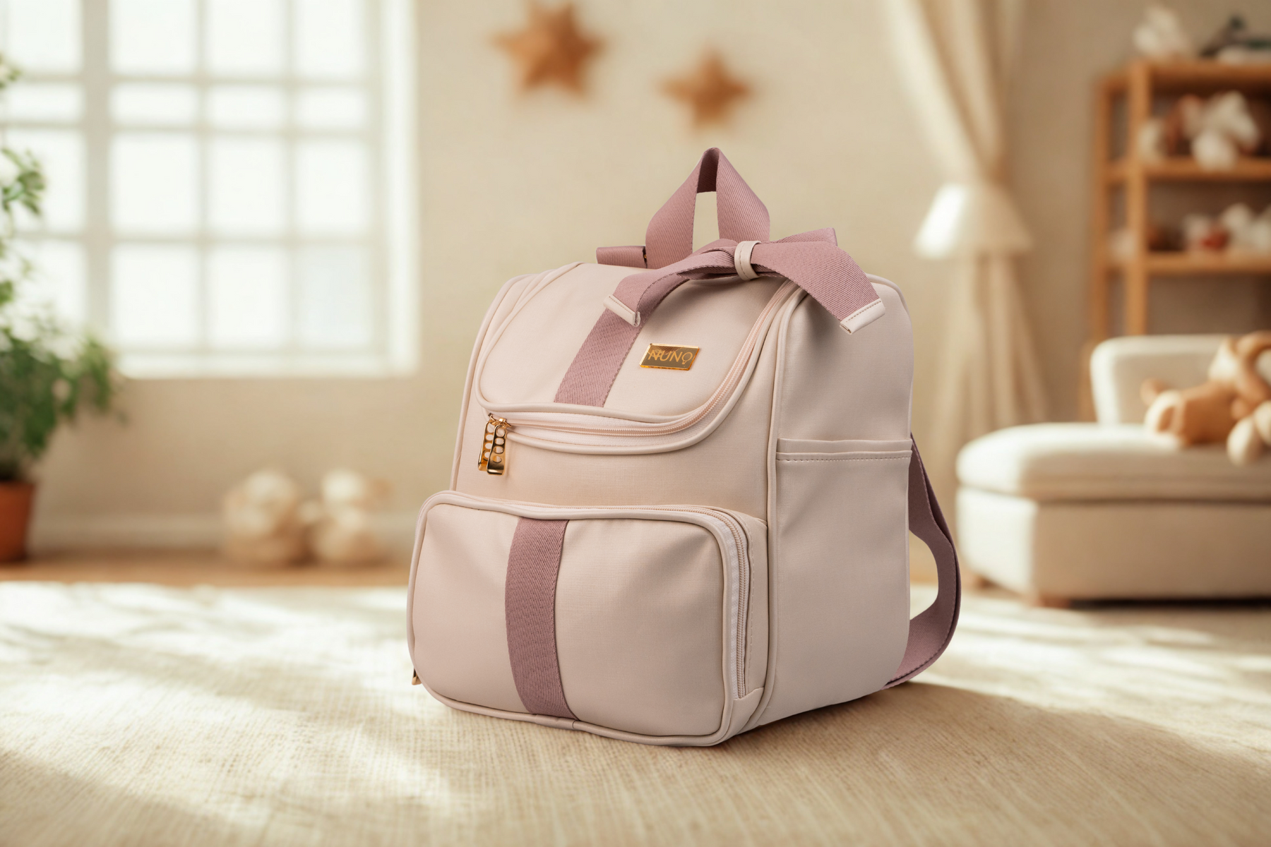 MOCHILA CLASSIC - BEGE COM ROSÊ
