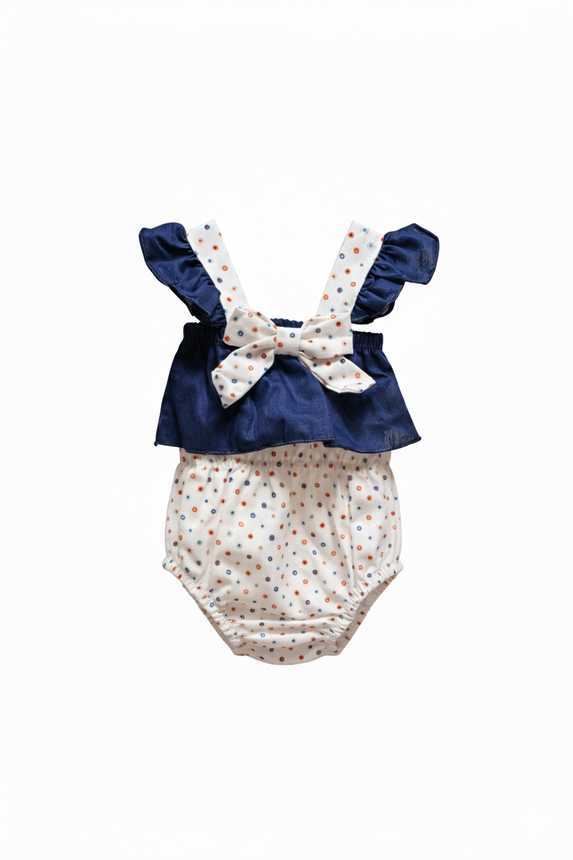 BODY BATINHA EDUARDA AZUL MARINHO E BRANCO - TAM P