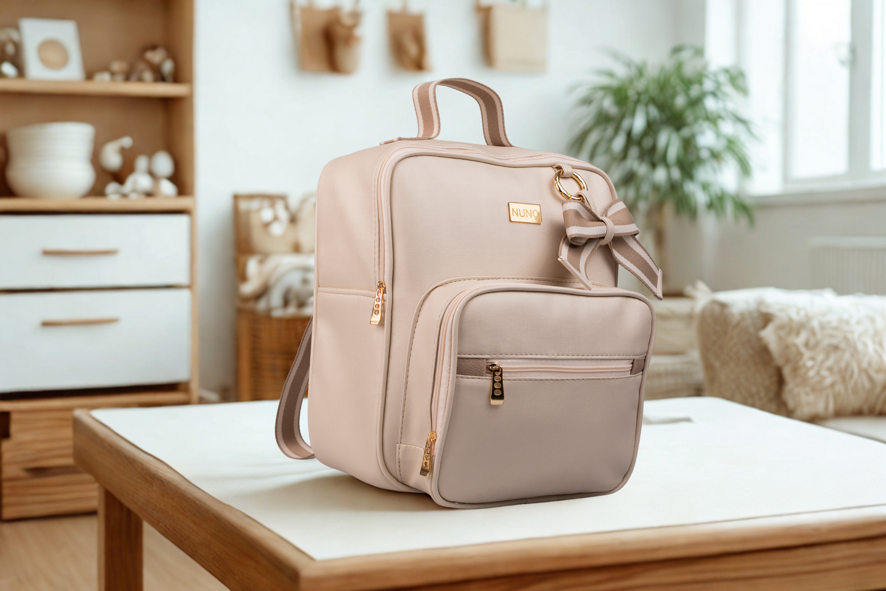 MOCHILA  VIENA - BEGE LISTRADO